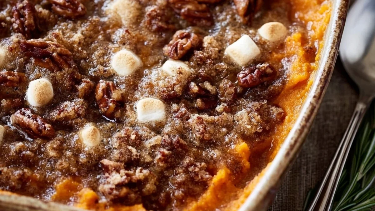 Creamy Sweet Potato Casserole: Holiday Side with Pecans
