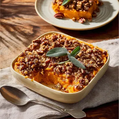 Creamy Sweet Potato Casserole with Pecan Crunch