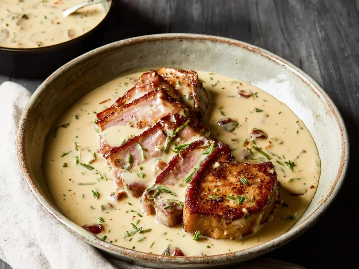Creamy Turkey Ham & Lamb Chops: A Comforting Blend - Featured Image