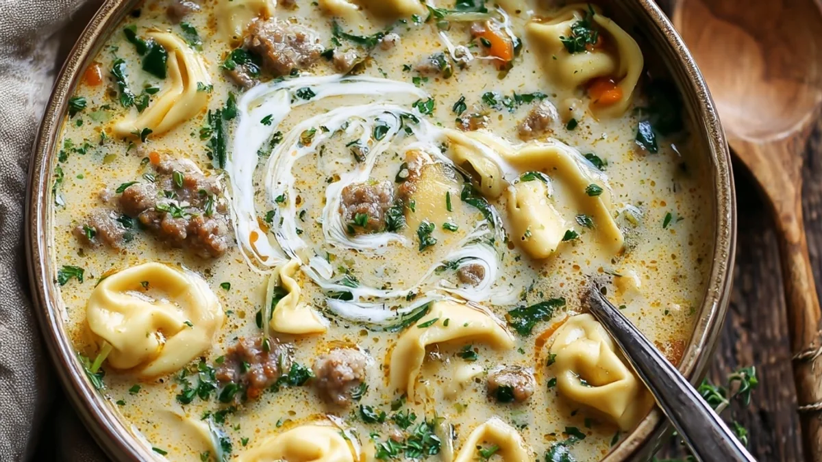 Creamy Turkey Sausage Tortellini Soup: Slow Cooker Magic