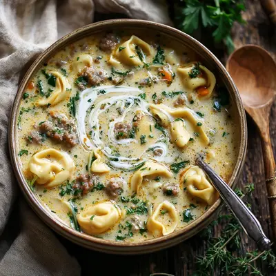 Creamy Turkey Sausage Tortellini Soup: Slow Cooker Magic