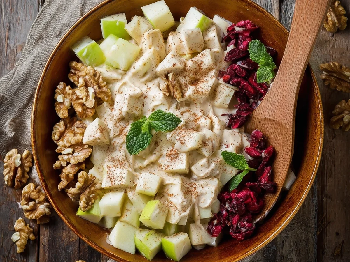 Crisp Creamy Apple Walnut Fruit Salad - Featured Image