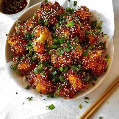 Crispy Air Fryer Sesame Cauliflower Wings: Sweet & Sticky