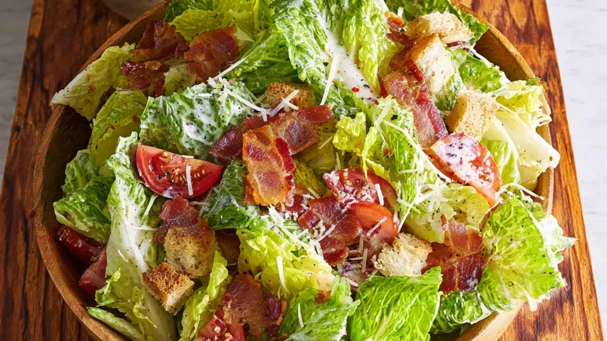 Crispy BLT Caesar Salad with Mom's Tangy Dressing