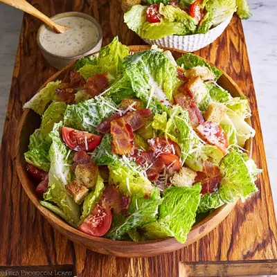 Crispy BLT Caesar Salad with Mom's Tangy Dressing