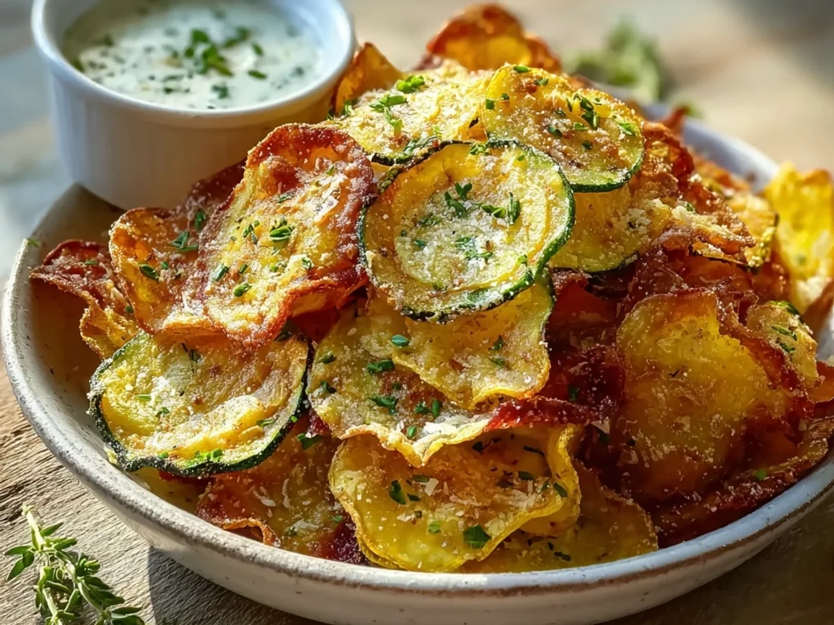 Crispy Healthy Air Fryer Parmesan Veggie Chips - Featured Image