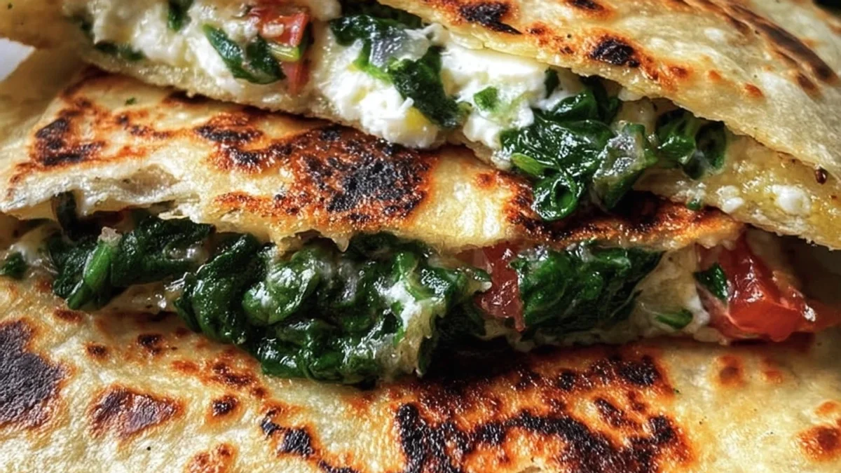 Crispy Mediterranean Quesadillas with Spinach & Feta