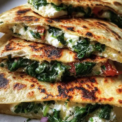 Crispy Mediterranean Quesadillas with Spinach & Feta