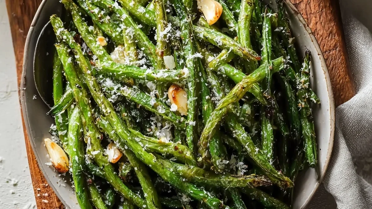 Crispy Roasted Green Beans with Garlic & Parmesan
