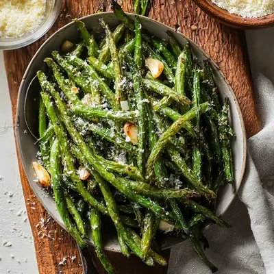 Crispy Roasted Green Beans with Garlic & Parmesan