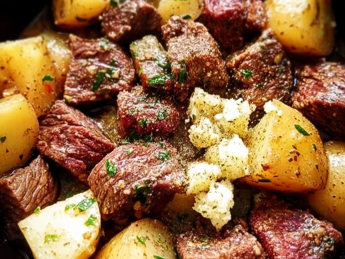 Crockpot Garlic Butter Beef Bites with Potatoes: Easy Dinner - Featured Image