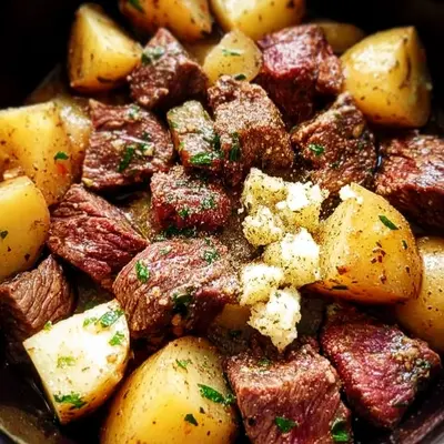 Crockpot Garlic Butter Beef Bites with Potatoes: Easy Dinner