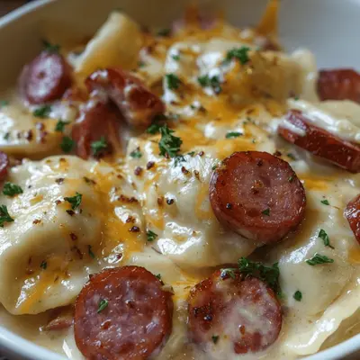 Crockpot Pierogi Casserole with Kielbasa Recipe