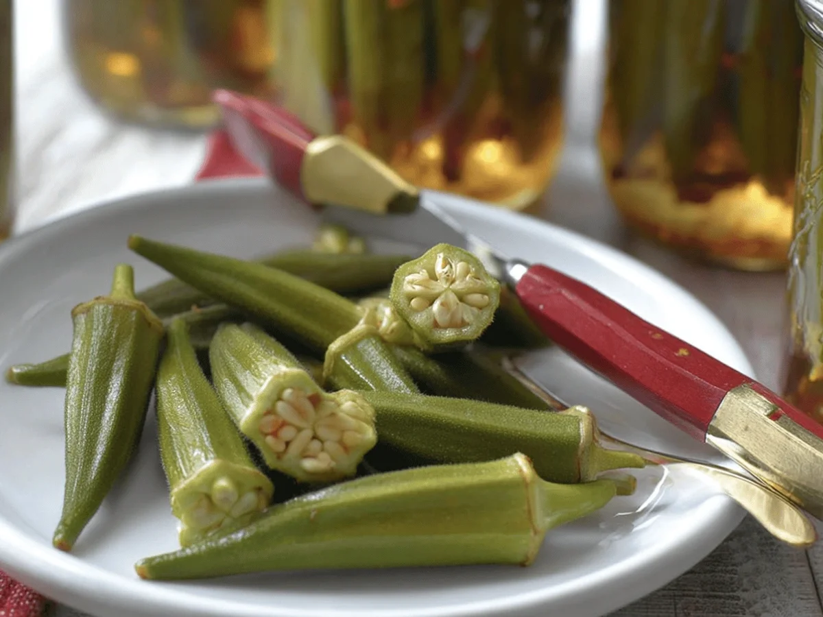 Easy Crisp Pickled Okra Recipe - Featured Image