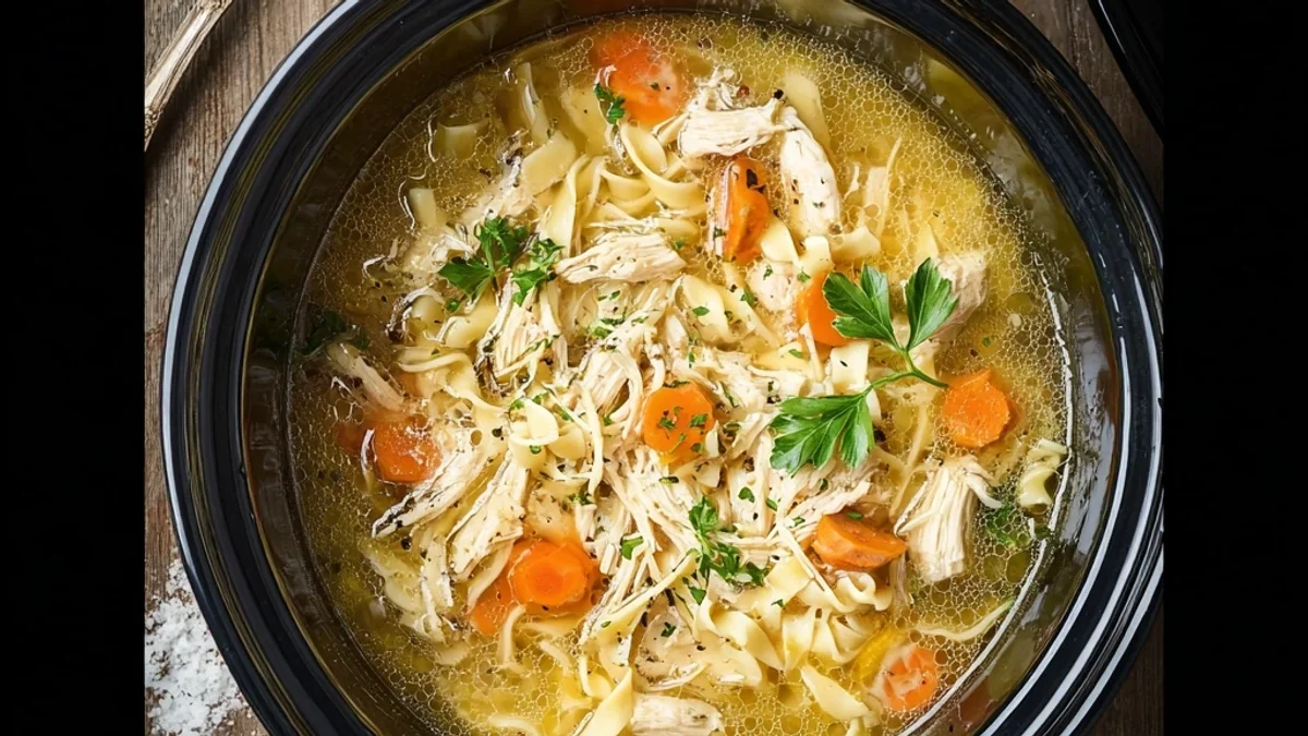 Easy Crockpot Chicken Noodle Soup: Tender & Hearty