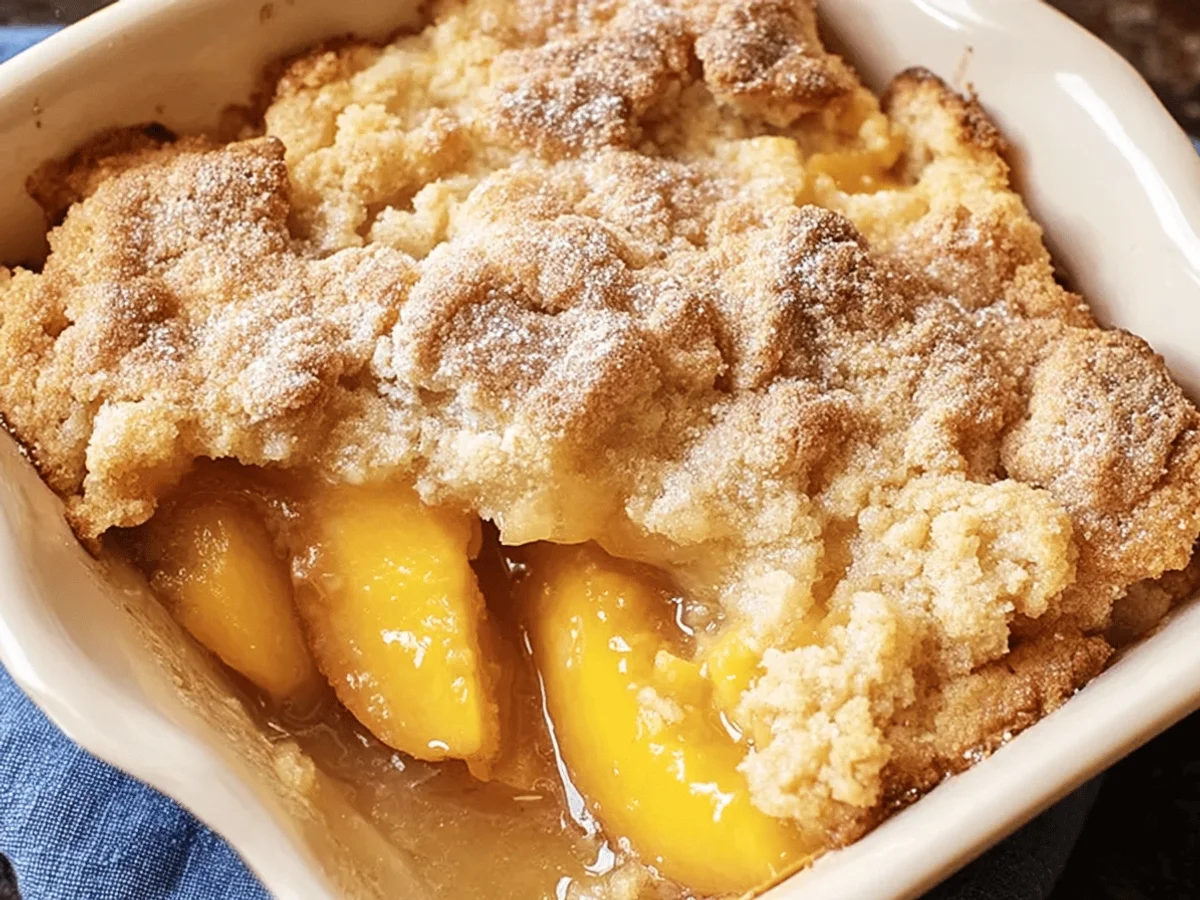 Easy Homemade Peach Cobbler Recipe - Featured Image