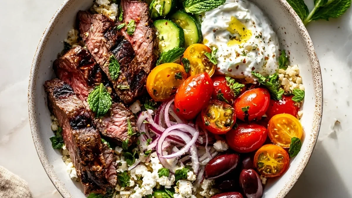 Easy Mediterranean Steak Bowl: Flavorful, Quick Dinner
