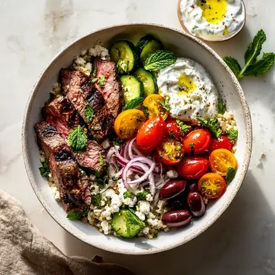 Easy Mediterranean Steak Bowl: Flavorful, Quick Dinner