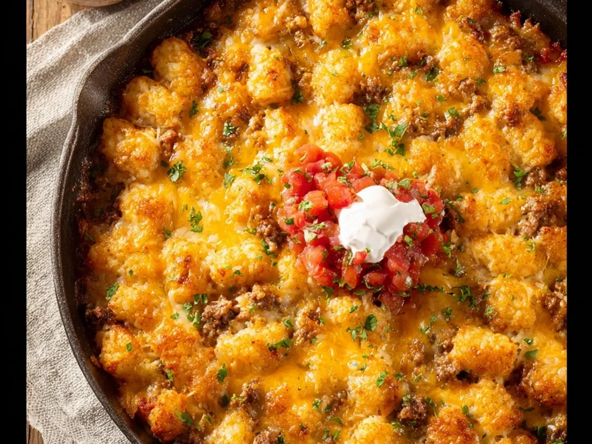 Easy Taco Tater Tot Casserole: Cheesy, Crispy Comfort - Featured Image