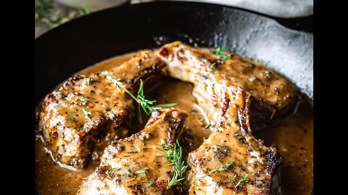 Flavorful Smothered Lamb Chops with Herb Gravy