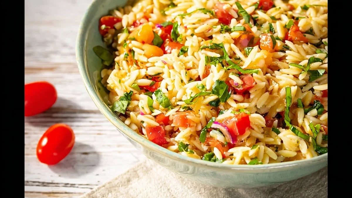 Fresh Bruschetta Orzo Salad: Summer's Tangy Delight