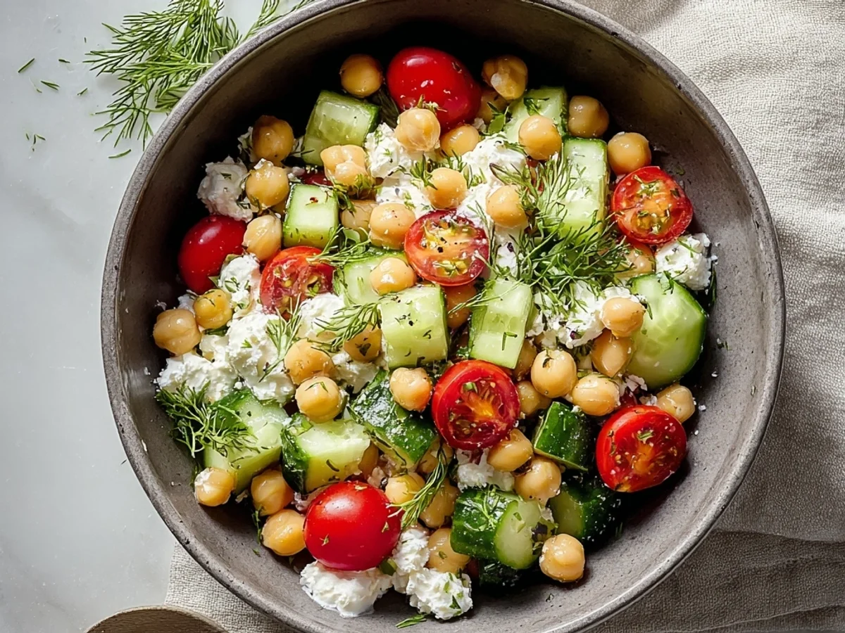 Fresh Cottage Cheese and Chickpeas Salad: Quick Lunch - Featured Image