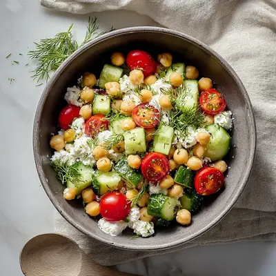 Fresh Cottage Cheese and Chickpeas Salad: Quick Lunch