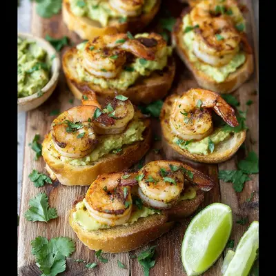 Fresh Garlic Shrimp & Avocado Crostini Bites