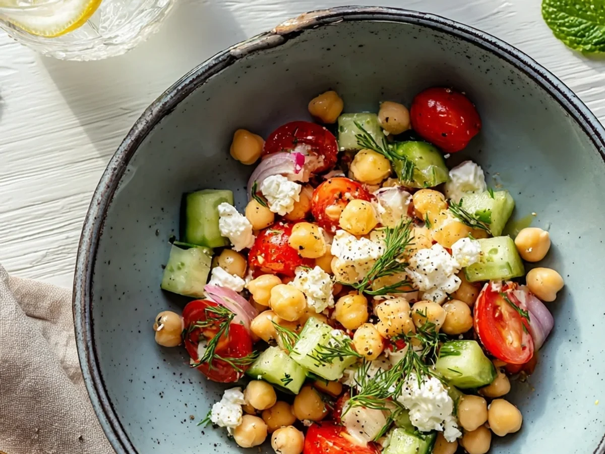 Fresh Healthy Cottage Cheese & Chickpeas Salad: Zesty Lunch - Featured Image