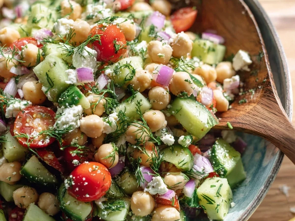Fresh Mediterranean Chickpea Cucumber Salad - Featured Image