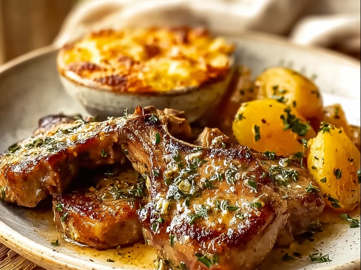 Garlic Butter Lamb Chops & Golden Cheesy Potatoes - Featured Image