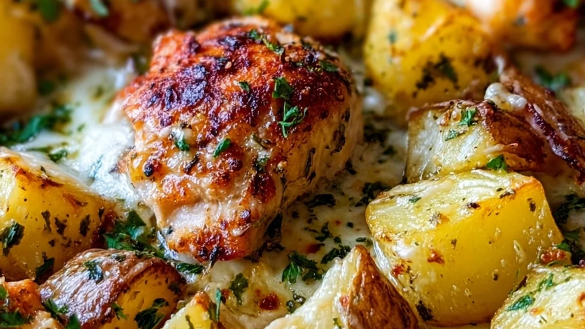 Garlic Parmesan Chicken and Potatoes: Sheet Pan Dinner
