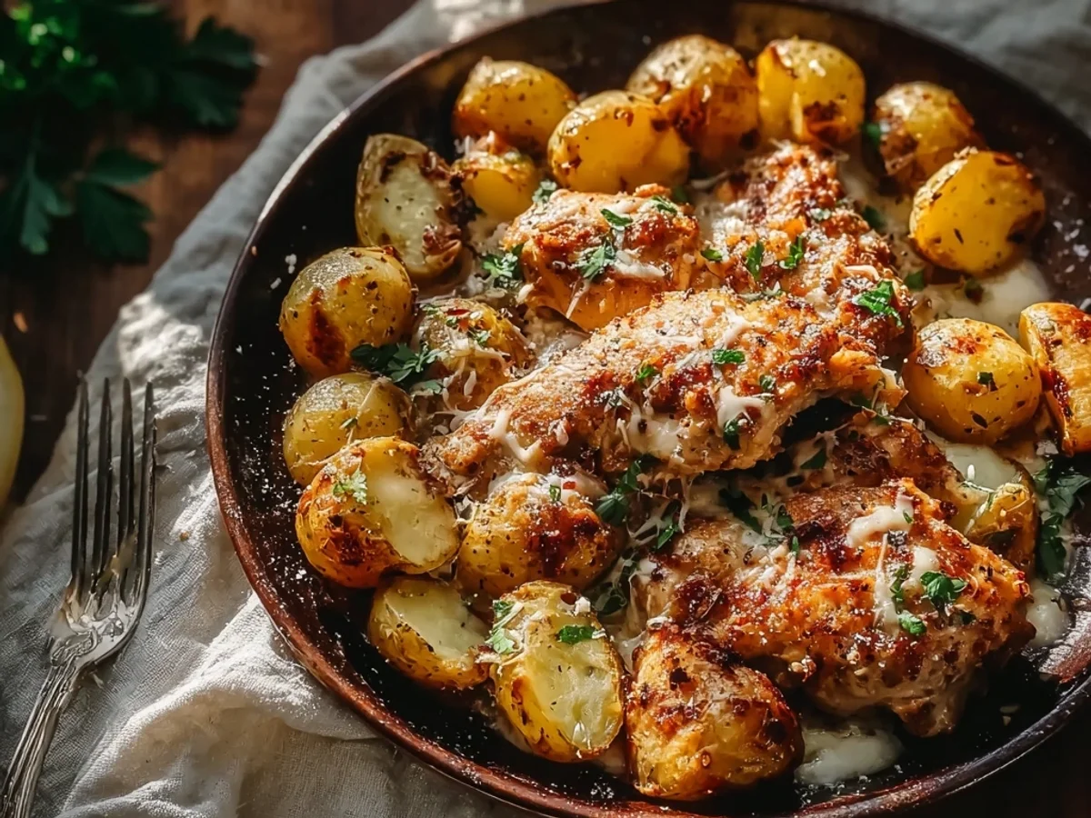 Garlic Parmesan Chicken & Potatoes: Crispy Roasted - Featured Image