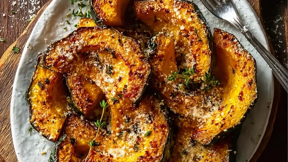 Golden Parmesan Herb Roasted Acorn Squash Recipe