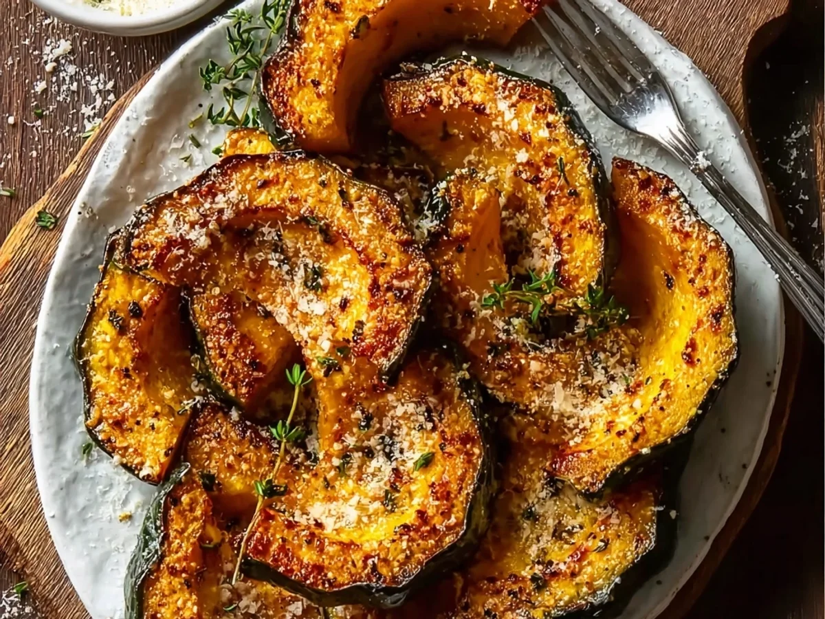 Golden Parmesan Herb Roasted Acorn Squash Recipe - Featured Image