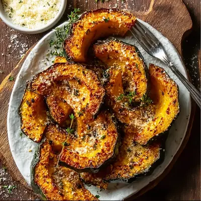 Golden Parmesan Herb Roasted Acorn Squash Recipe