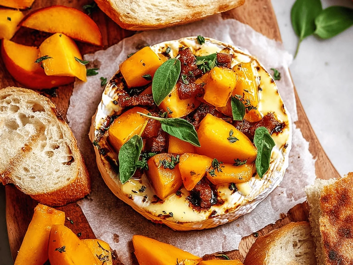 Grilled Brie with Peaches: A Perfectly Sweet & Savory Treat - Featured Image