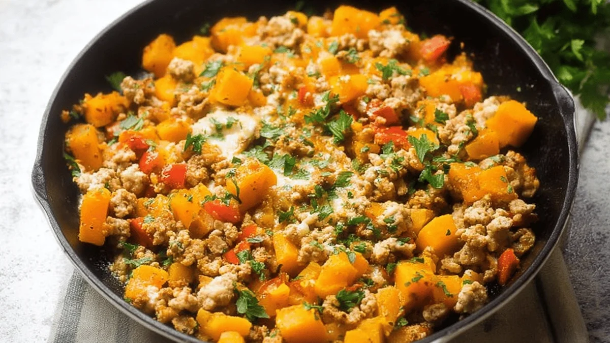 Ground Turkey Butternut Squash Skillet Recipe