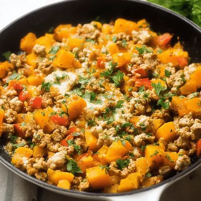 Ground Turkey Butternut Squash Skillet Recipe