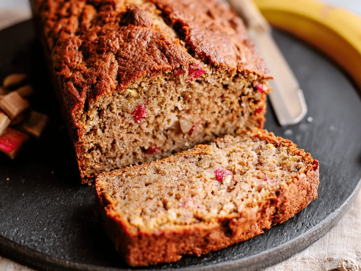 Healthy Rhubarb Banana Bread Recipe - Featured Image