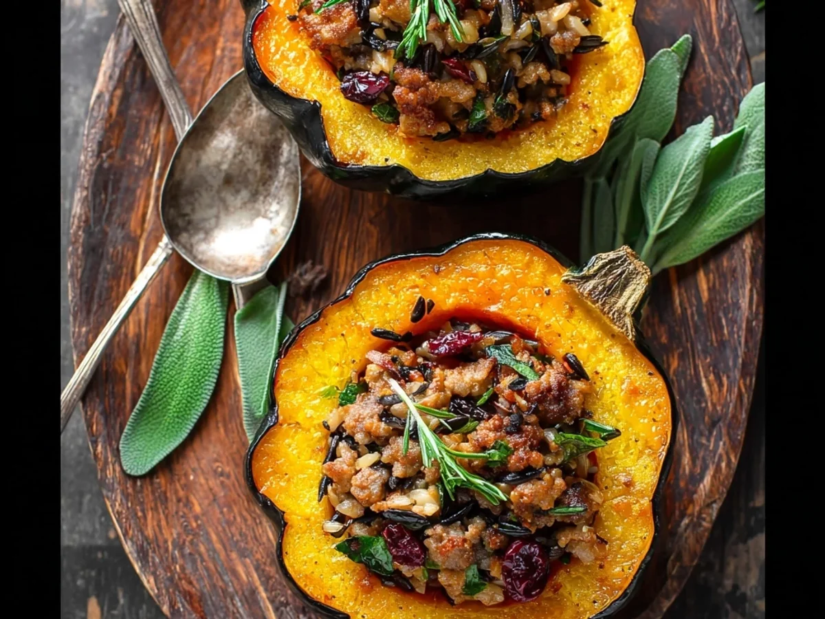 Hearty Beef Sausage Stuffed Acorn Squash - Featured Image
