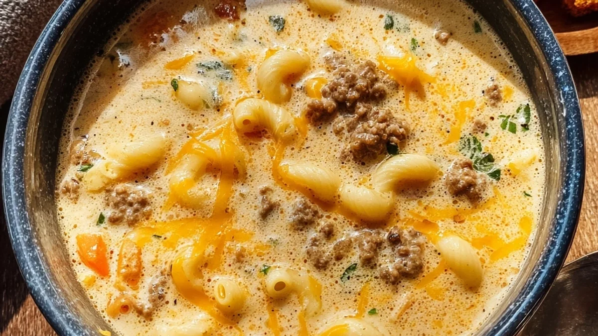 Hearty Cheeseburger Macaroni Soup: Weeknight Comfort