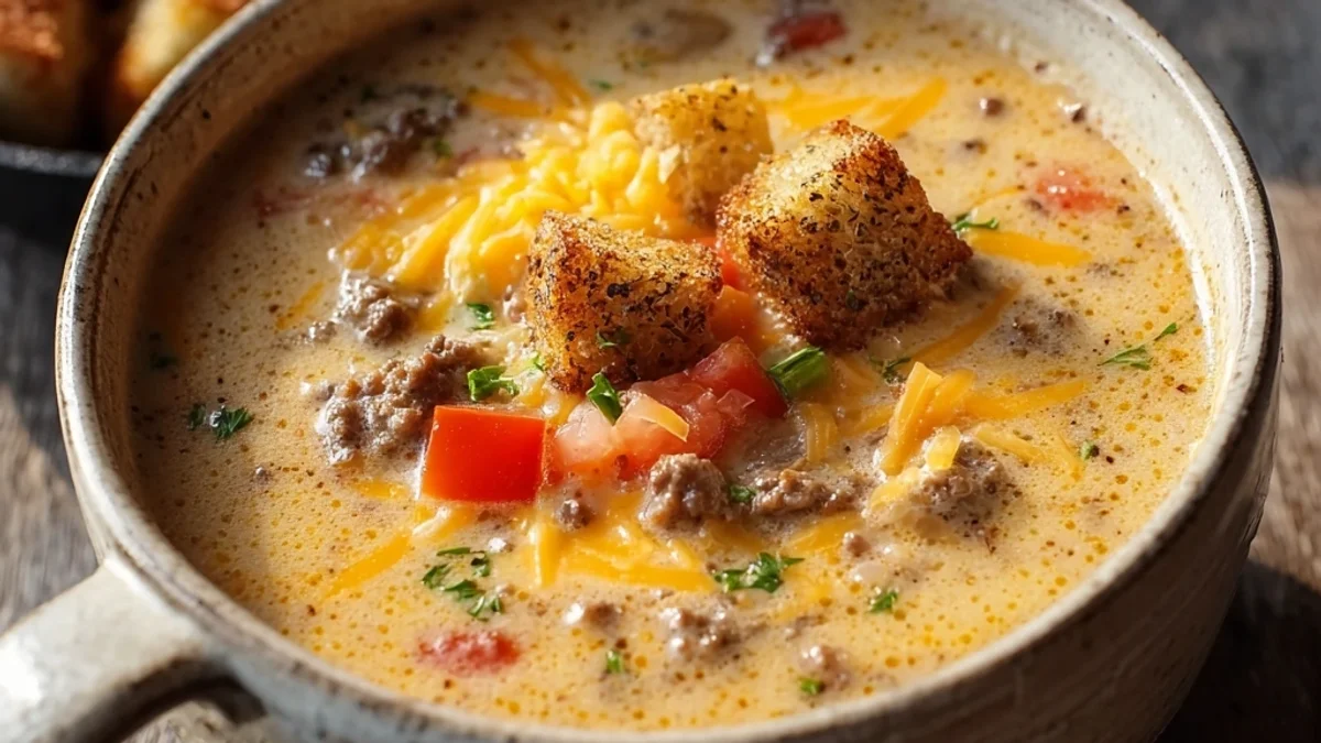 Hearty Cheeseburger Soup: Creamy & Satisfying