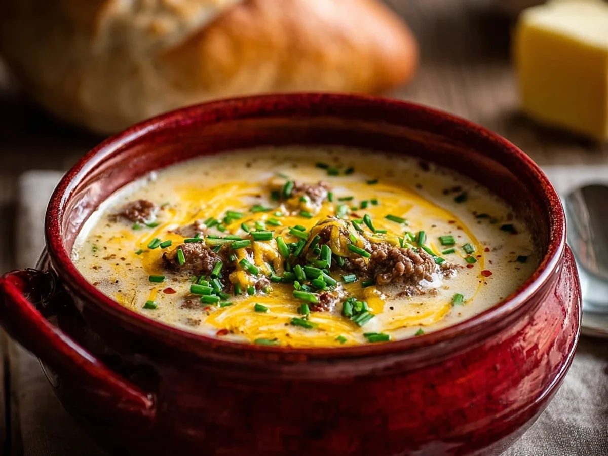 Hearty Cheesy Beef and Potato Soup for a Warm Evening - Featured Image