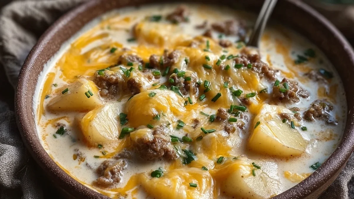Hearty Cheesy Hamburger Potato Soup: Rich & Comforting