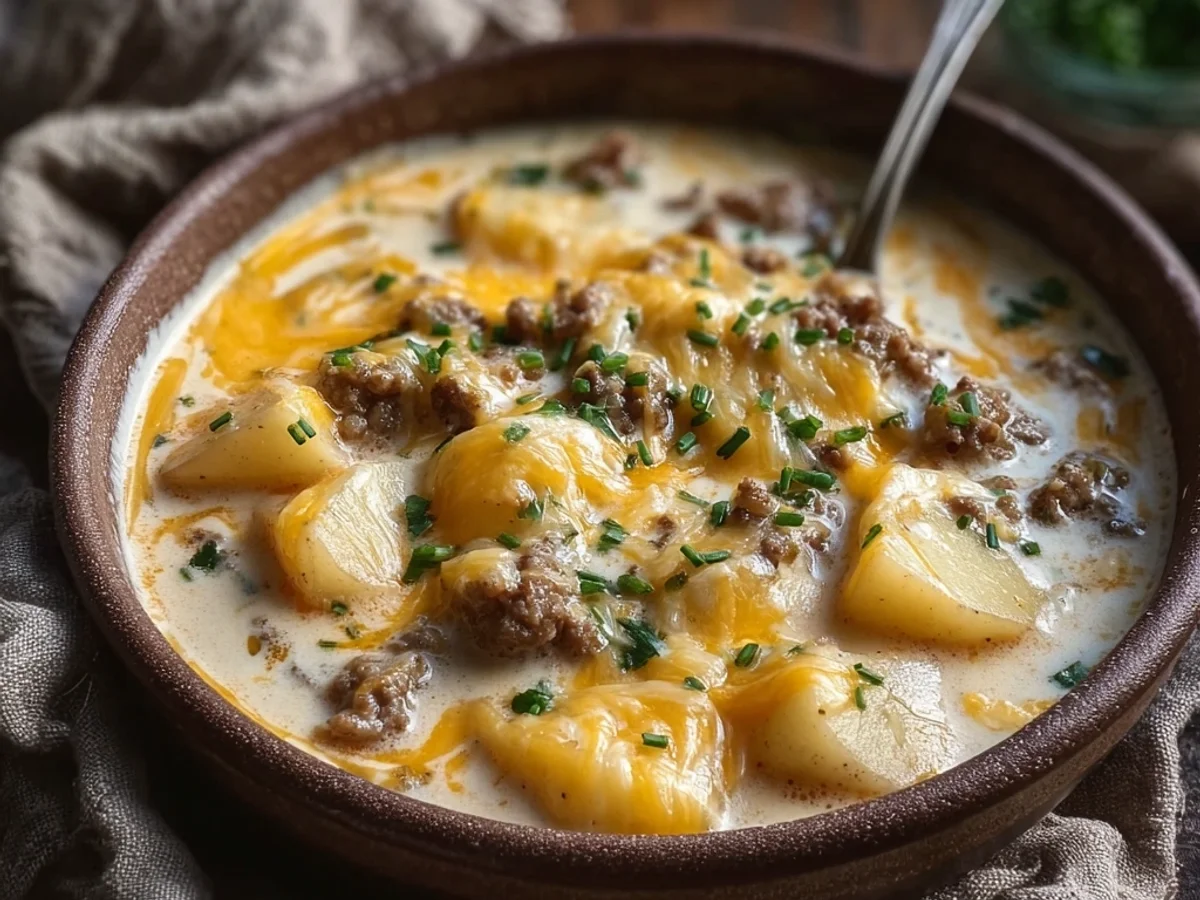 Hearty Cheesy Hamburger Potato Soup: Rich & Comforting - Featured Image