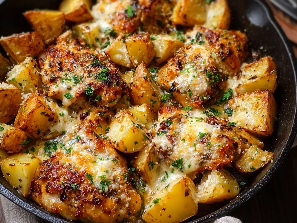 Hearty Garlic Parmesan Chicken and Potatoes Skillet - Featured Image