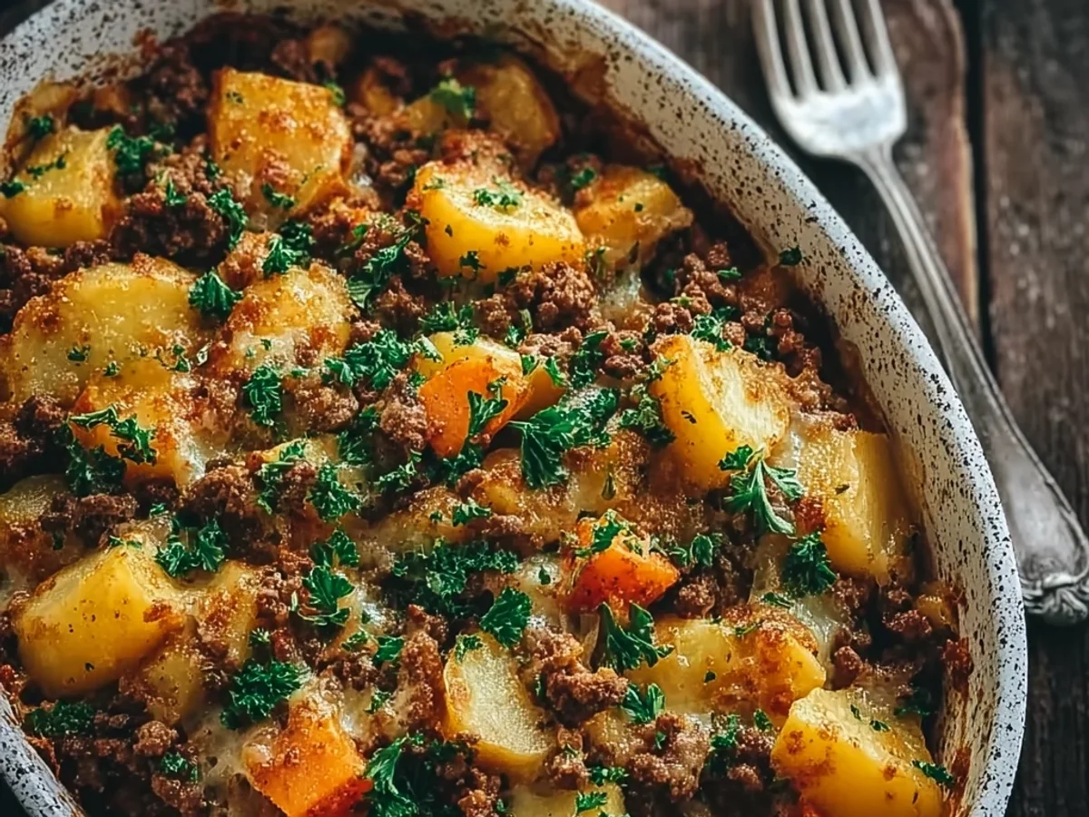 Hearty Hobo Casserole with Ground Beef Recipe - Featured Image