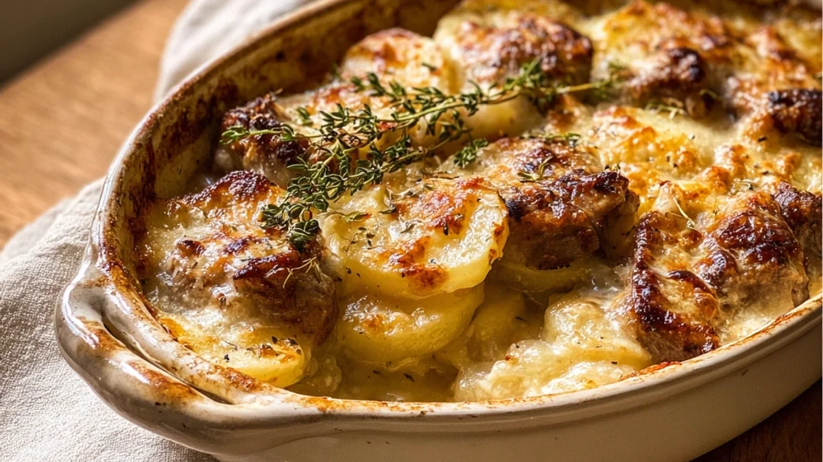 Hearty Lamb Chop Scalloped Potato Casserole Bake