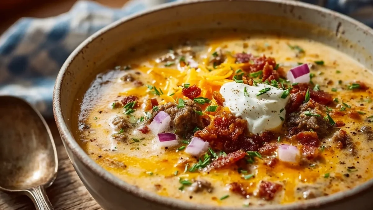 Hearty Loaded Cheeseburger Soup: A Comfort Bowl